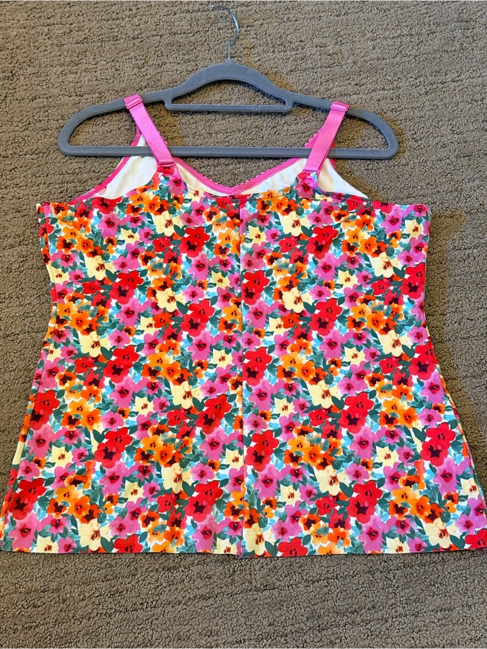 Ruby Ribbon Multicolor Floral Camisole with Pink Straps - Picture 3 of 5